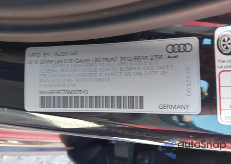 2016 Audi A6 2.0T Premium Plus z USA, uszkodzony, nr VIN WAUGFAFC7GN007543